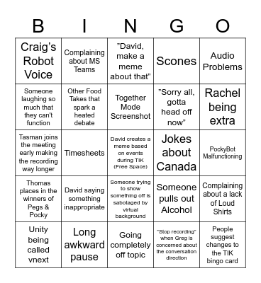 TIK Bingo (Pegs) Bingo Card