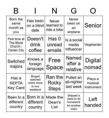 Ice Breaker Bingo Card