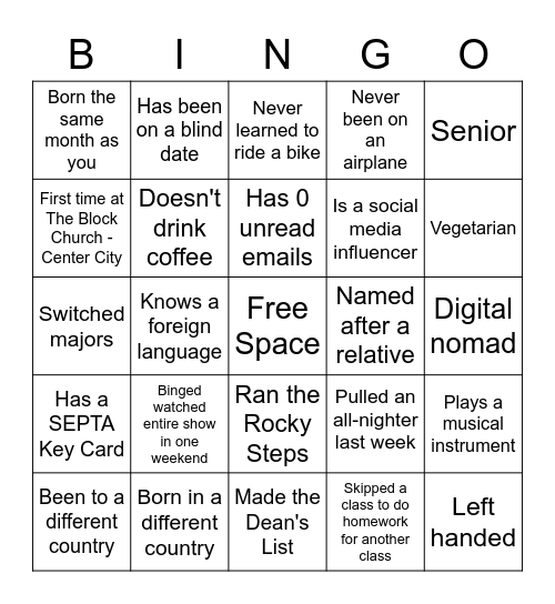 Ice Breaker Bingo Card