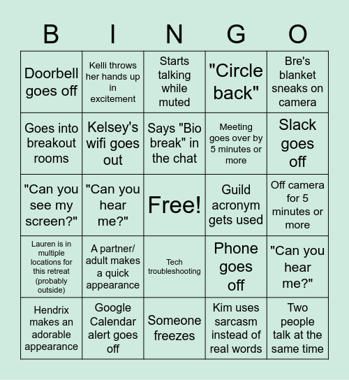 Team Possible BINGO! Bingo Card