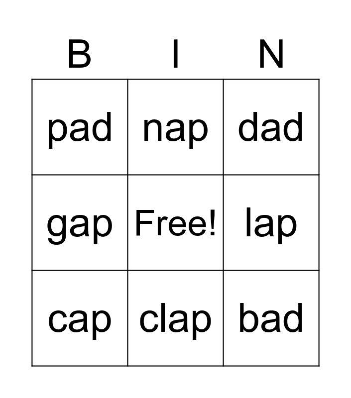 ap & ad Bingo Card
