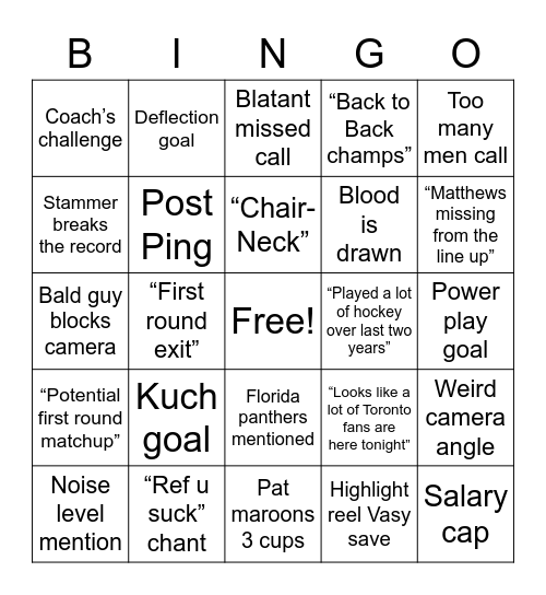 National Broadcast Bingo Card