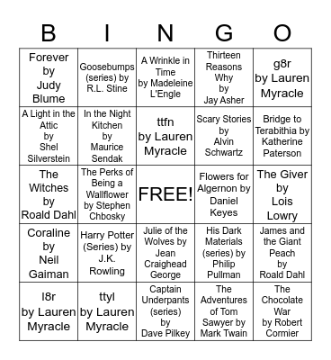 Banned Book Weeks Bingo Card