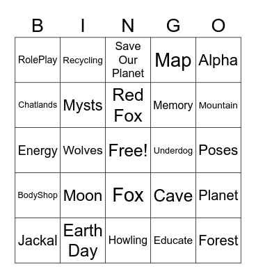Earth Day Wolfhome Bingo! Bingo Card