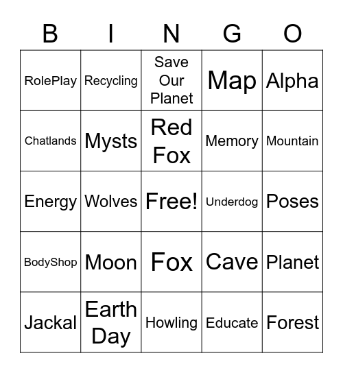 Earth Day Wolfhome Bingo! Bingo Card