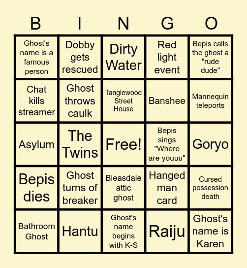 The Bepis Bingo Card
