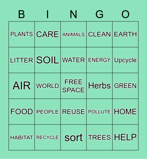 EARTH DAY Bingo Card