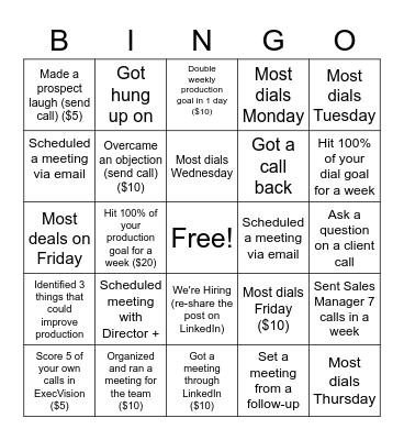 Sales Bingo Card
