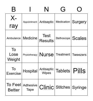 Medicine and Treatment Bingo Card