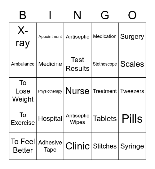 Medicine and Treatment Bingo Card
