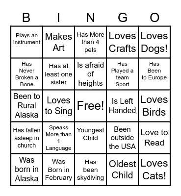 Human Bingo Card