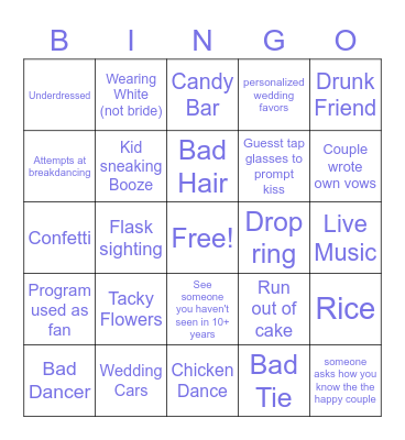 Wedding Bingo Card