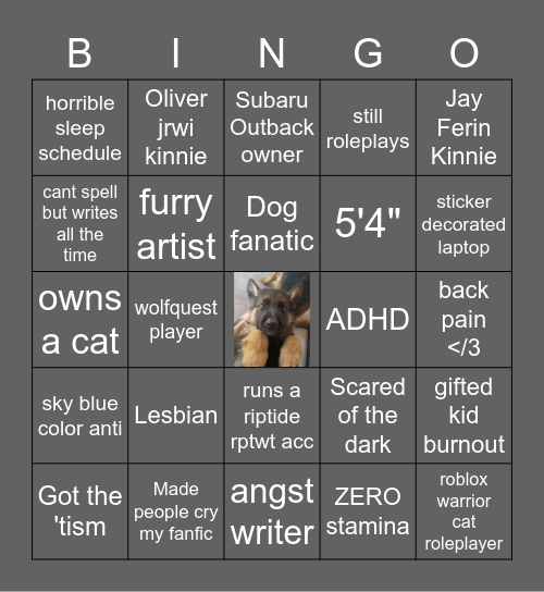 Oliver Bingo REAL Bingo Card
