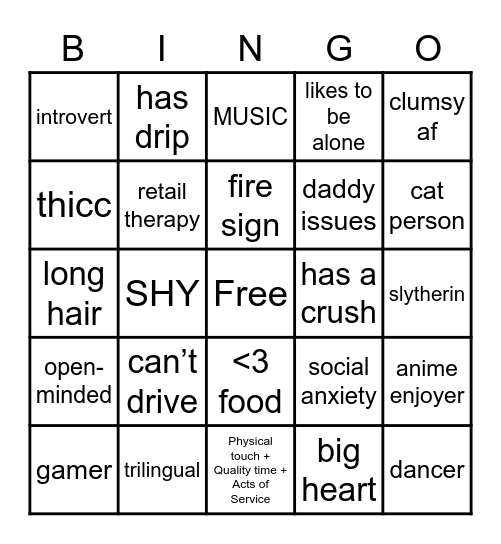 L A R A Bingo Card
