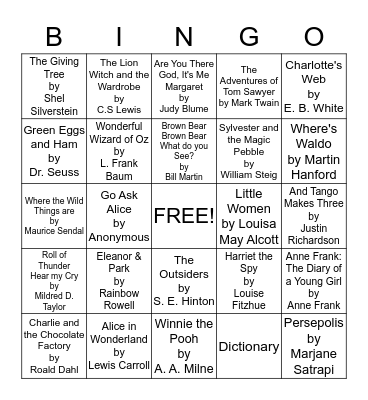 Banned Books Week Bingo Card