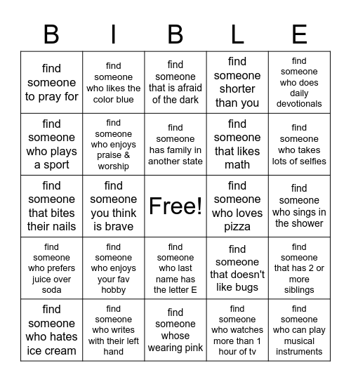 Diversity Bingo Card