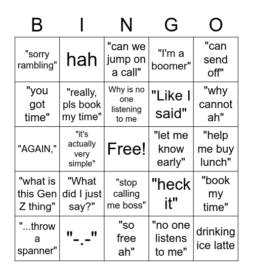 Daph Bingo Card