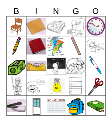 Classroom Objects & Class Subjects Bingo Card
