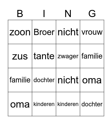 Bridal Shower Bingo Card