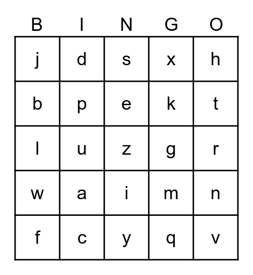 Alphabet Bingo Card