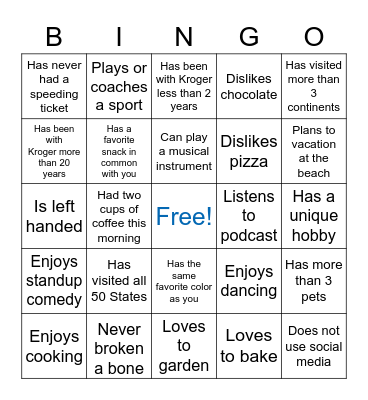 Find Someone Who... Bingo Card