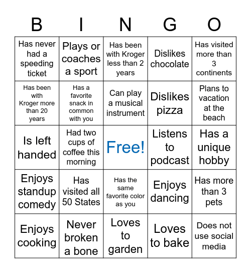 Find Someone Who... Bingo Card