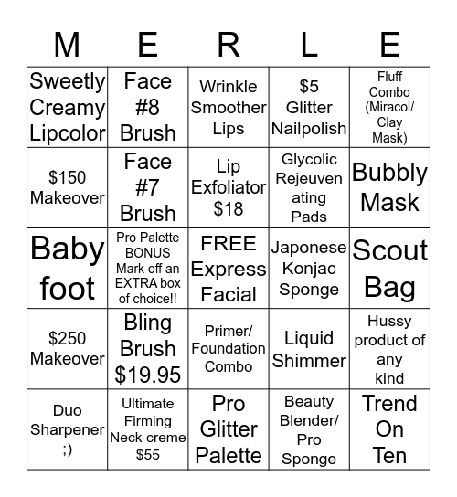 Sept. Merle Girl Bingo-Cover all to win $100 Merle Bucks! :) Bingo Card