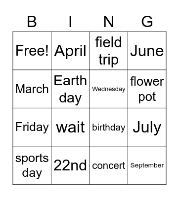 When is Earth day? Bingo Card