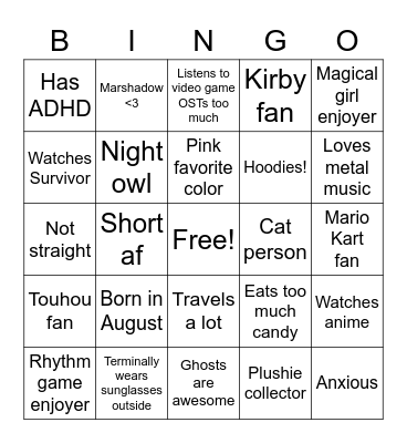 Icee's Bingo Card