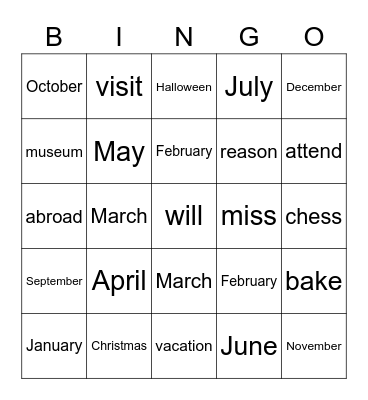 WLSII Book5 Vocabulary Bingo Card