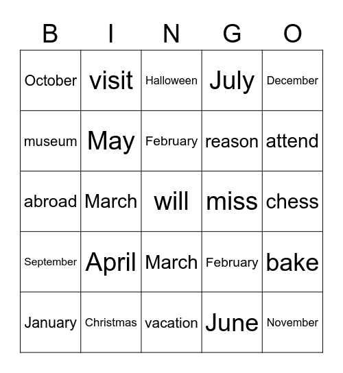 WLSII Book5 Vocabulary Bingo Card