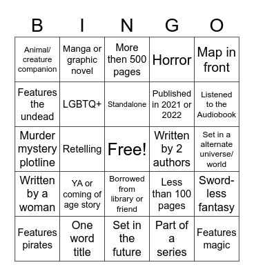 2022 Book Bingo Card