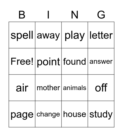 Most Common Words 13 Bingo Card