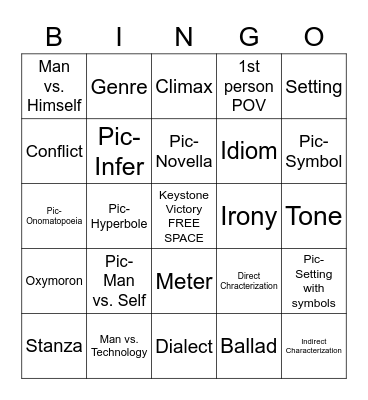 Level 1: Literary Terms Bingo Card