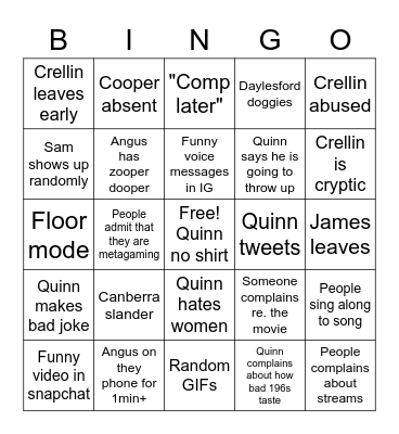 bongo Bingo Card