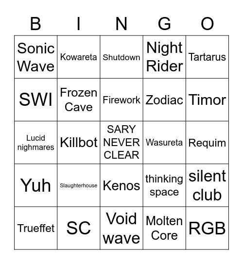 GD - Extreme roulette bingo Card