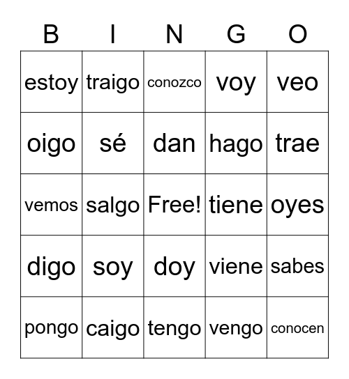 Irregular Yo Bingo Card