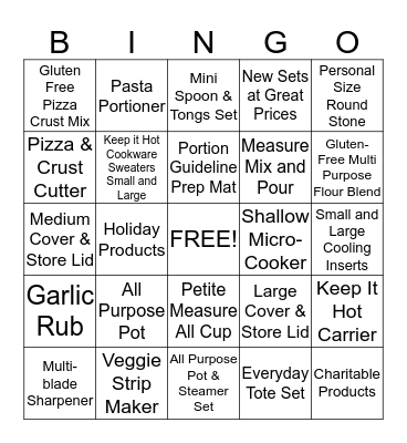 New Pampered Chef Fall Products Bingo Card