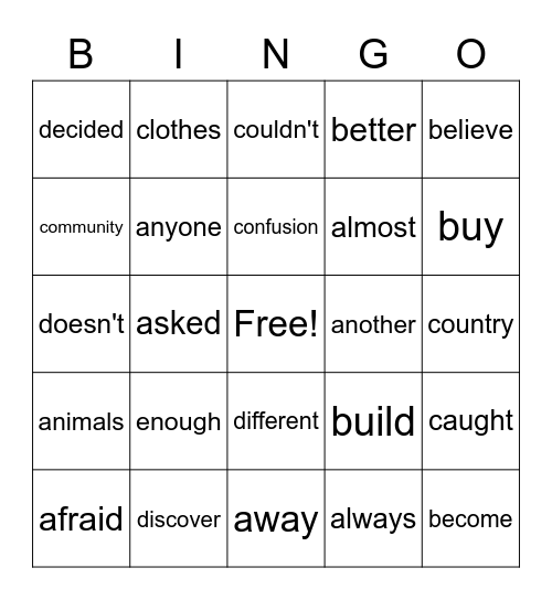 3rd Grade High Frequency Words (3) Bingo Card