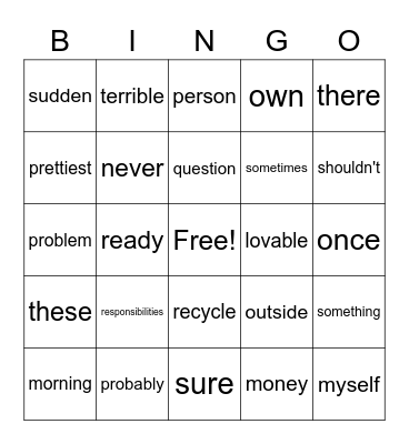 3rd Grade High Frequency Words (2) Bingo Card