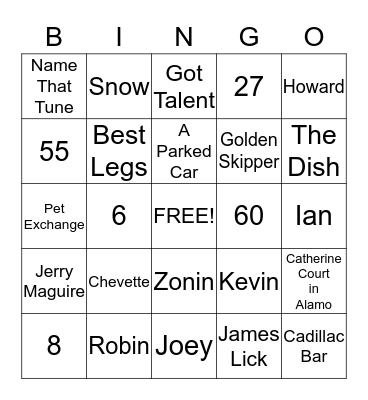 Terrific Teresa Bingo Card