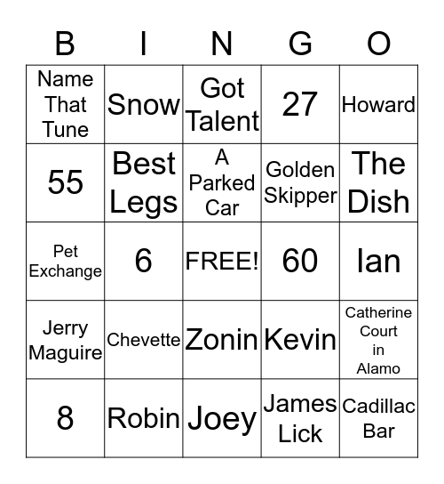 Terrific Teresa Bingo Card