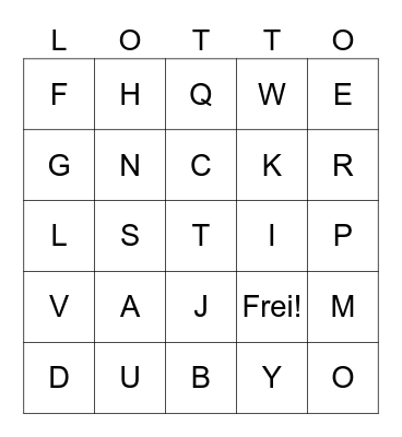 Das Alphabet Bingo Card