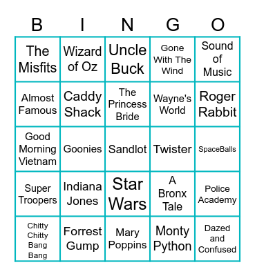 Timeless Movies Bingo Card