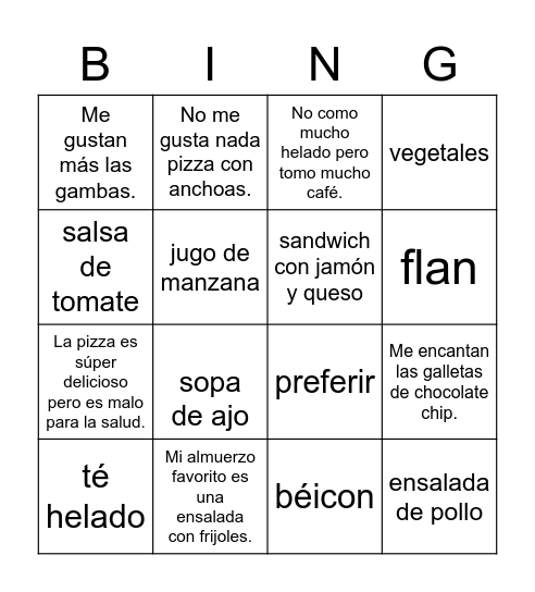 Unidad 5 La semana de 18 de abril Bingo Card