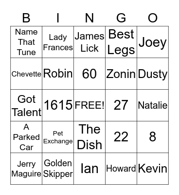 Terrific Teresa Bingo Card
