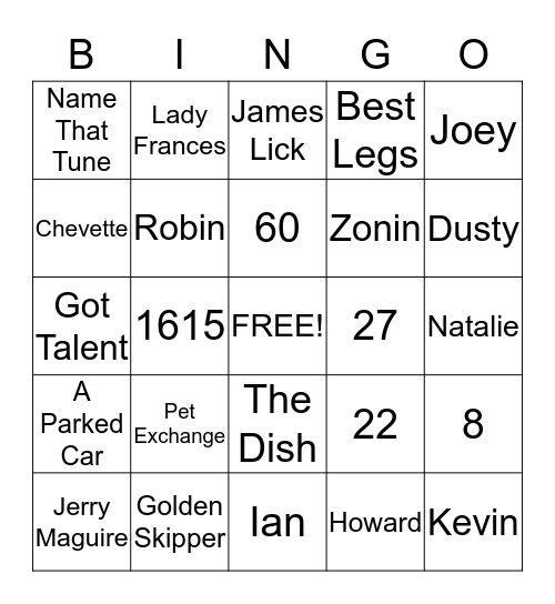 Terrific Teresa Bingo Card