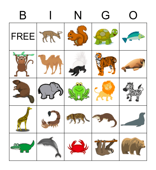 Animal Bingo Card