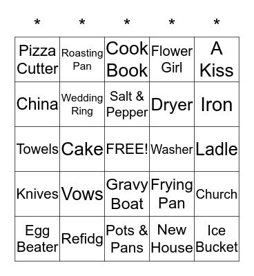 Katie's Bridal Shower September 12, 2015 Bingo Card