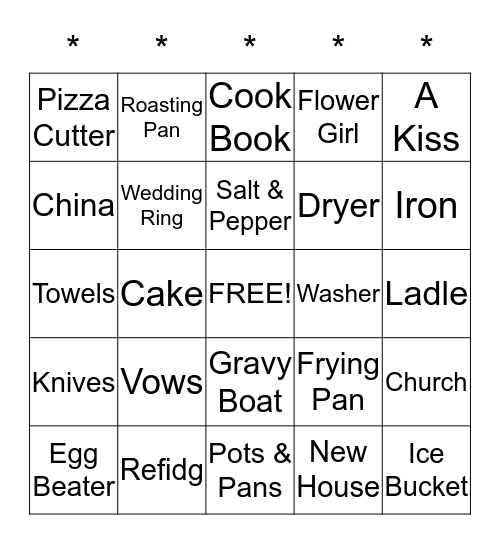 Katie's Bridal Shower September 12, 2015 Bingo Card